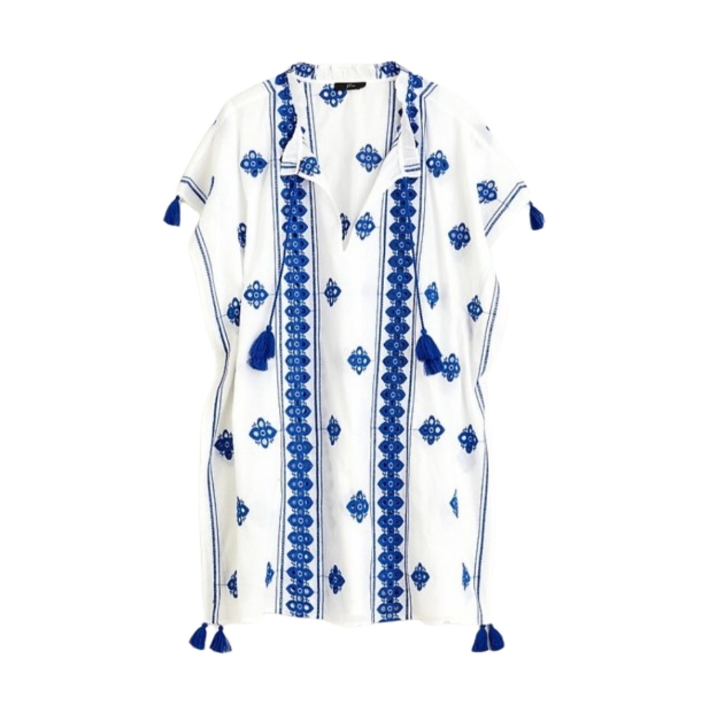 J. Crew White Embroidered Swim Beach Coverup Tunic Size XS